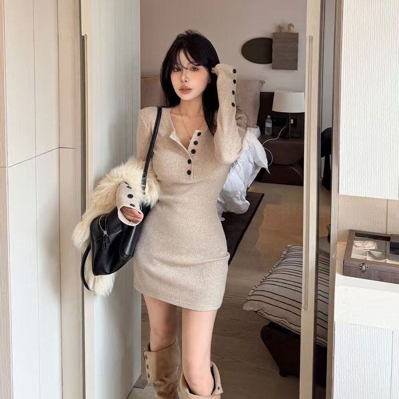 Y2k Women's Bodycon Knit Dress - Bodycon Long Sleeve Ribbed Dress review and price