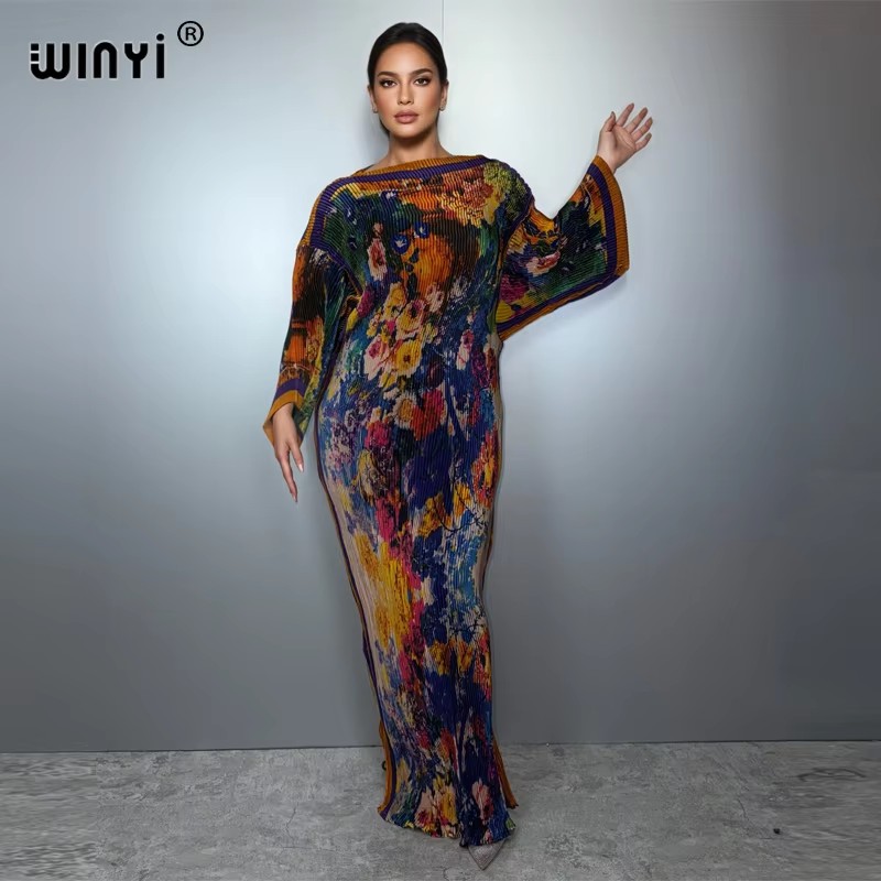WINYI Summer Pleated Elastic L - Boho Summer Beach Maxi Dress review and price