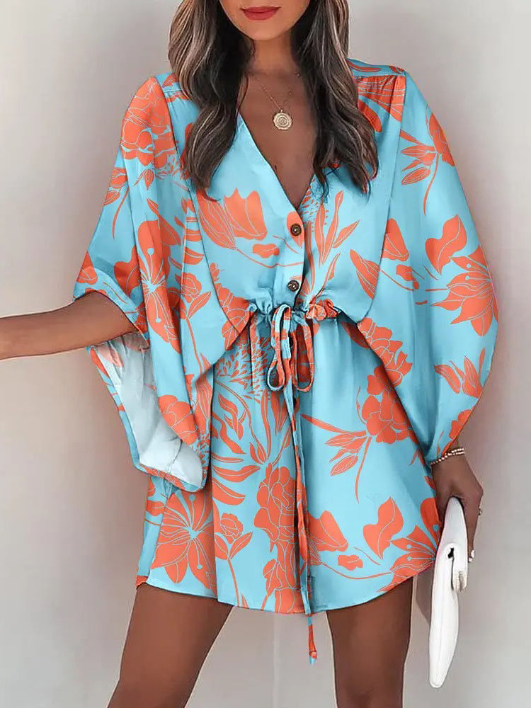 Summer Casual Dress Women Fash - French Vintage Floral Midi Dress review and price