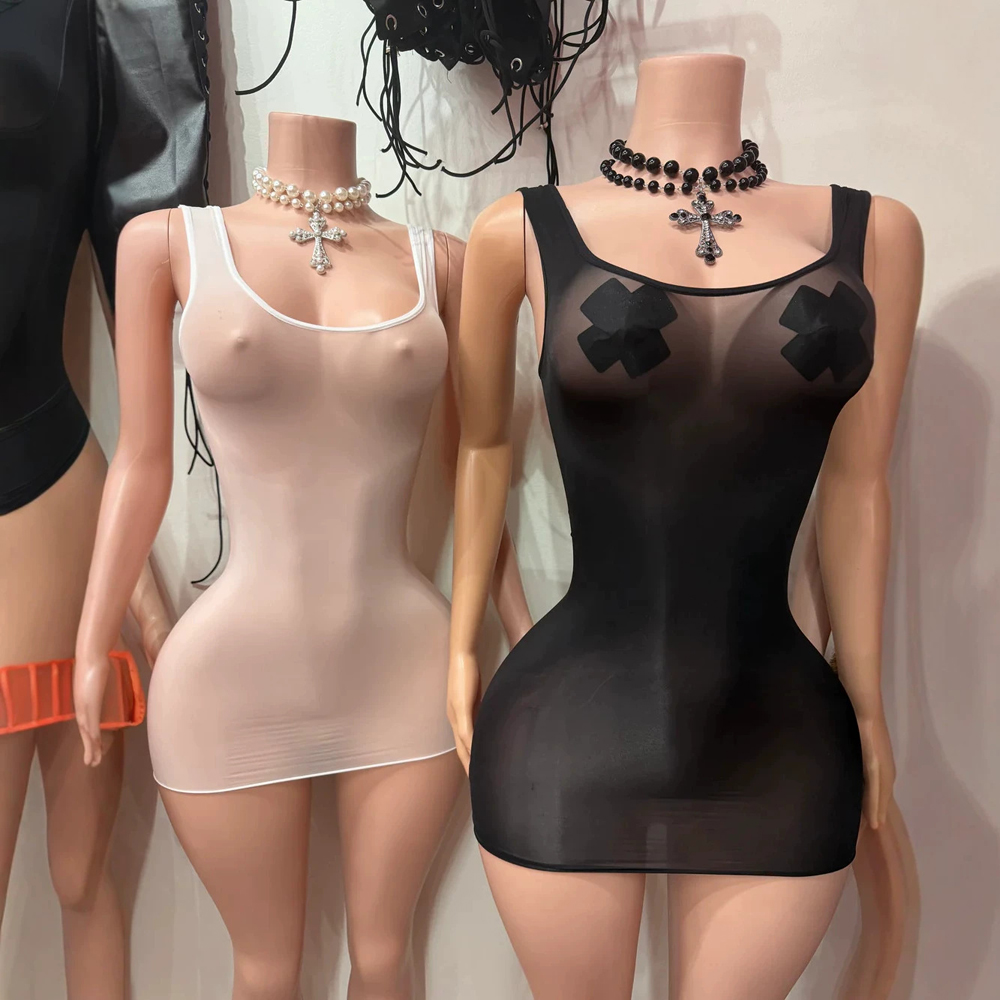 JENYAGE Sexy Glossy Sheer Tank - Sexy Mesh Sheer Bodycon Dress review and price