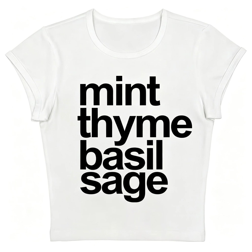 Herb Words Graphic Print Women - Y2K Graphic Baby Tee Crop review and price