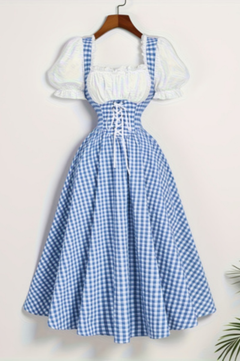 Ladies' Fashion Blue and White - French Vintage Floral Midi Dress review and price