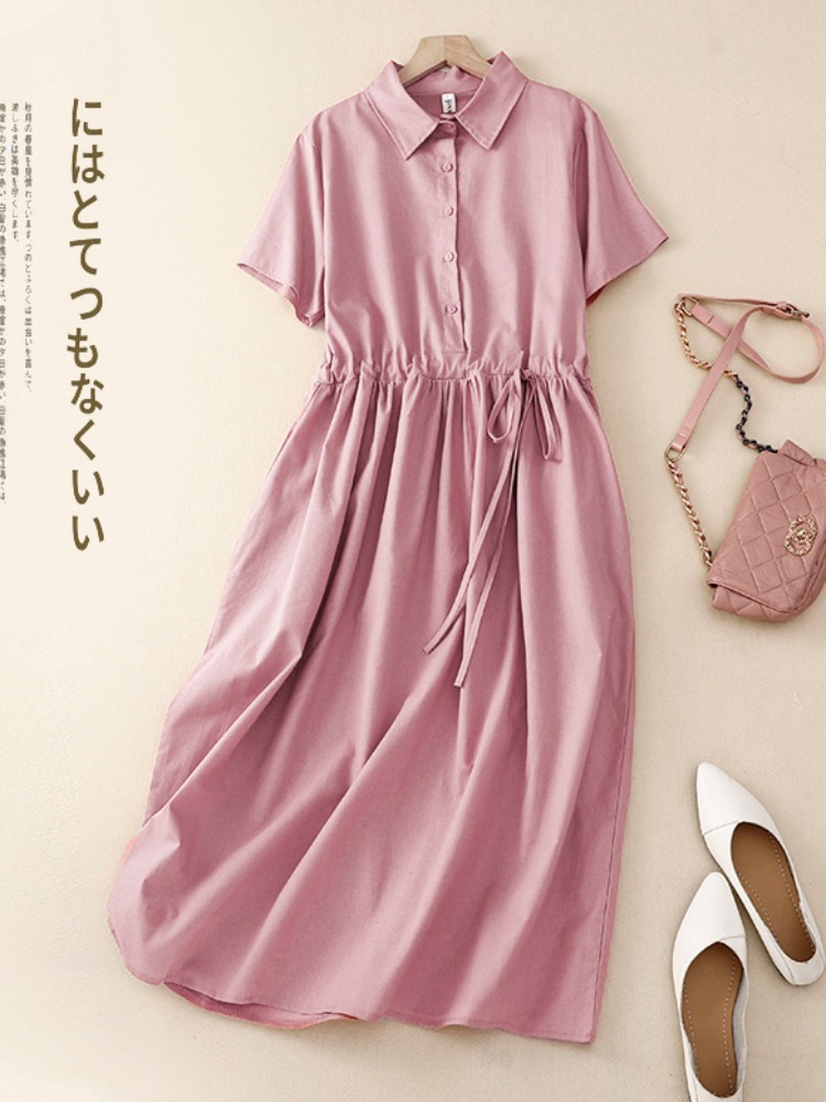 Outlet Cotton Lin Women's Dres - Korean Style A Line Shirt Dress review and price